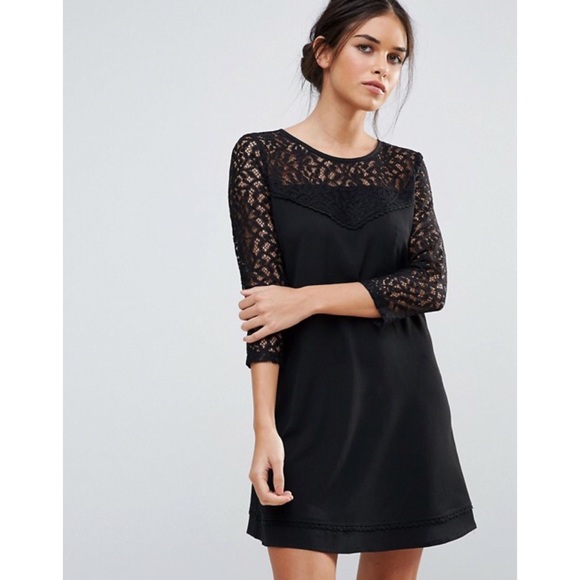 ASOS Dresses & Skirts - ASOS 3/4 Sleeve Mini Black Lace Shift Dress